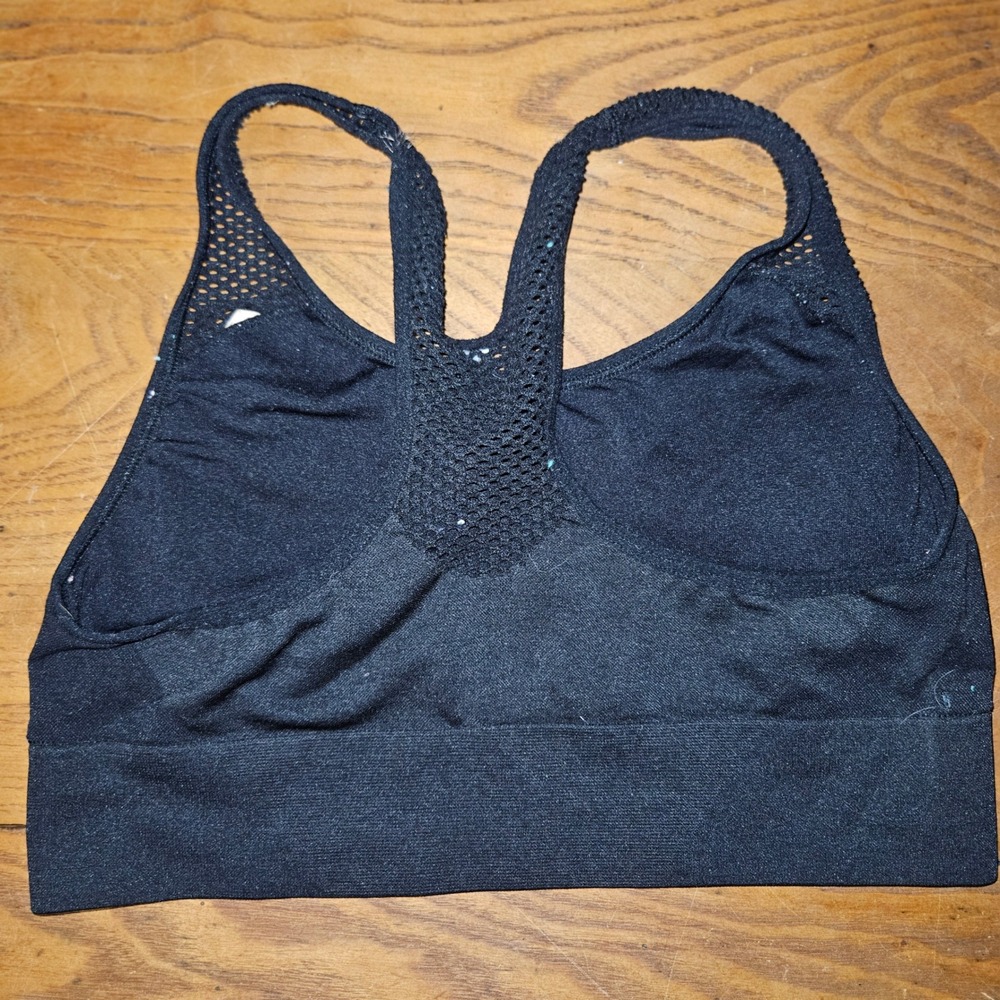 PINK Victorias Secret Sports Bra Womens M Black Seamless Mesh Racerback Active